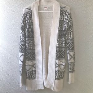 Patterned Open Front Sweater